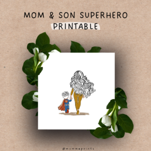 mom and son superhero