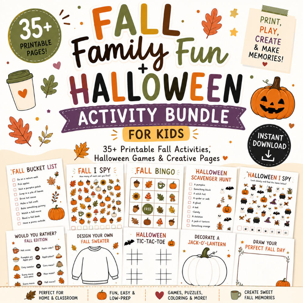 Fall Family Fun + Halloween Activity Bundle for Kids